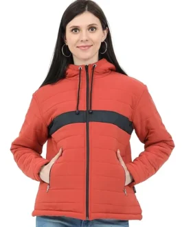 Plutus Womens Orange and Black Bomber Jacket
